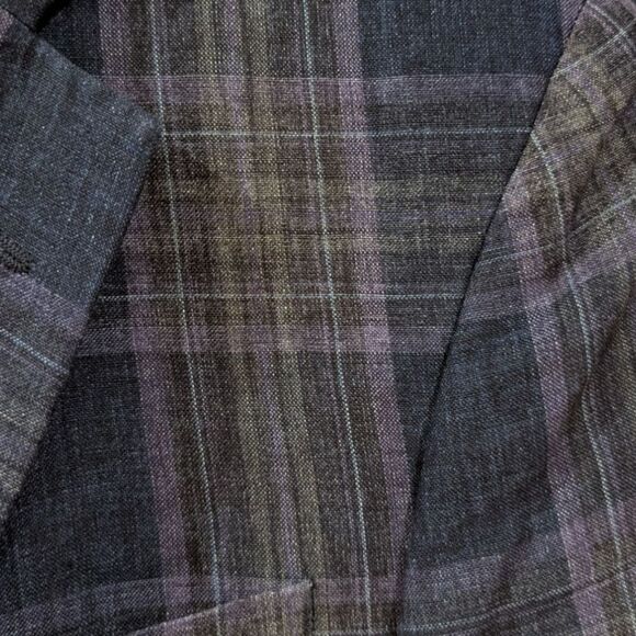 Robert Talbott Carmel Men's 41R Plaid Blue/Purple 100% Linen Blazer Two Button - Picture 8 of 10